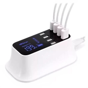 8-Port USB Desktop Charger with LED Monitor - White